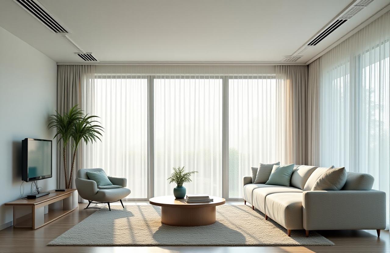 Elegantly designed modern living room with hidden climate control vents